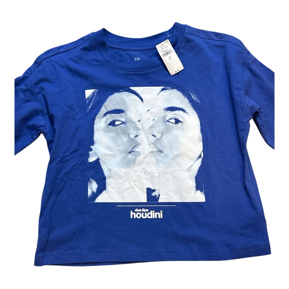 GAP Kids Blue Dua Lipa Oversized Boxy T-Shirt Graphic Long Sleeve Shirt, S (6-7) - Picture 4 of 6